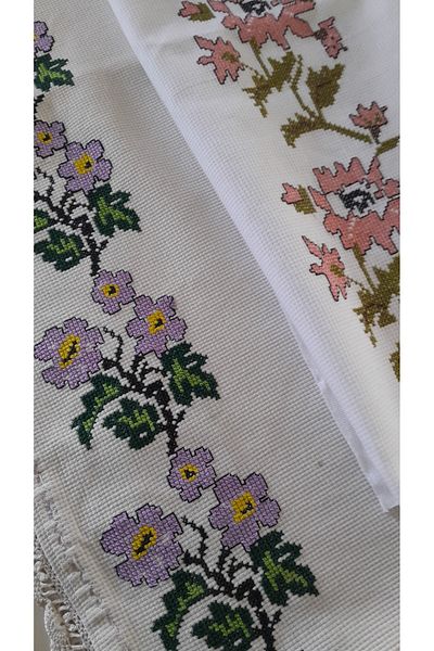 Papatyam One to One 100X100 Hand Knitted 1 Piece, 60X60 Throw Pillow 1 Piece Etam Handwork Lace/Dowry Box