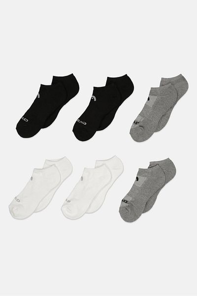 Head Women 6 Pairs Brand Logo Low Cut Socks, Black/white/ Grey