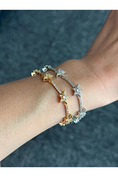 Tasarım Gold Zirkon Taşlı Yıldız Bileklik