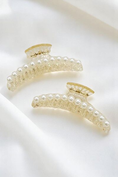 PETEK AKSESUAR 2 Medium Size Pearl Latch Clasp 7 Cm.
