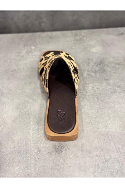 Zeyn EL YAPIMI HAKİKİ DERİ LEOPAR TERLİK