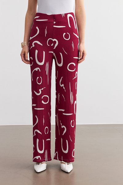 MODAGEN Pantaloni de damă cu picior tubular cu model burgundă