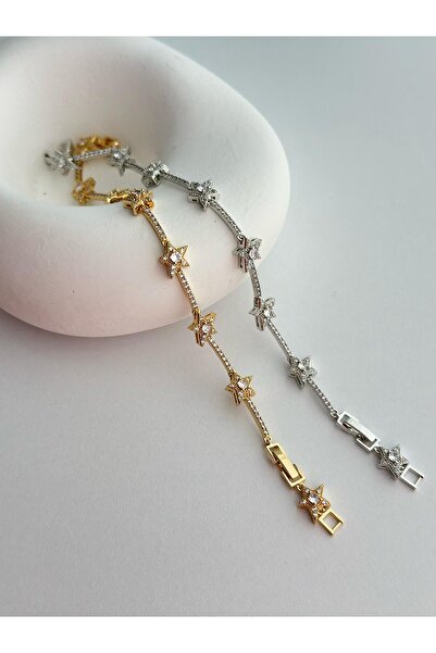 Tasarım Gold Zirkon Taşlı Yıldız Bileklik