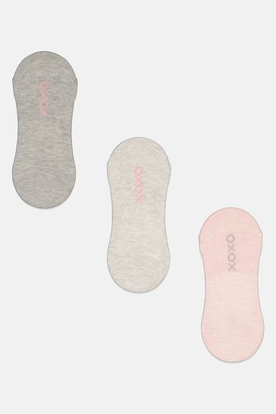 XOXO Women 3 Pairs Brand Logo Socks, Multicolor