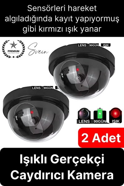 Svein 1 Ad. Caydırıcı Dome Güvenlik Kamerası Led Işıklı Hırsız Kovalayan Sens...