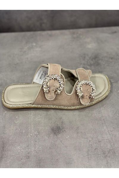 Zeyn Handmade Genuine Suede Leather with Stone Detail