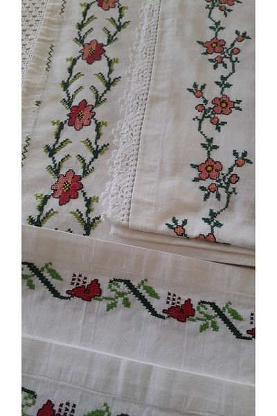 Papatyam Hand Knitted 1 Piece Pillow(100X50) 1 Piece(150X60) 1 Piece(200X100)Cross Stitch Dowry Lace/Hand Embroidery