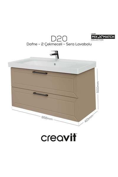 Creavit D20 100 Cm İki Çekmeceli Lavabo Dolabı Dafne Lake Kapak