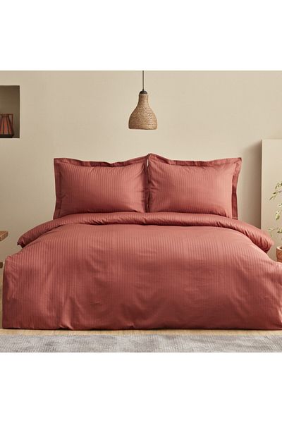 Karaca Karaca Home Uniq 100% Baumwolle Satin Doppelbett-Bettw sche-Set Terrakotta