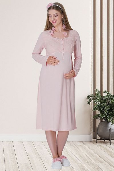 Mecit Pijama طقم ثوب صباحي و ثوب نوم للحوامل من Mecit 5715 - مسحوق