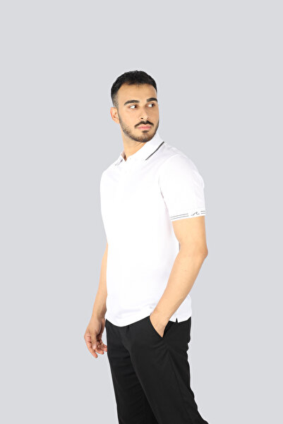 PAUL&SHARK Men's Regular Fit Slim Pique Cotton Short Sleeve White-Silver Polo Neck T-Shirt 25411236 -10A