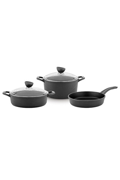Hisar 5 Piece Cast Iron Cookware Set - Black Sirius