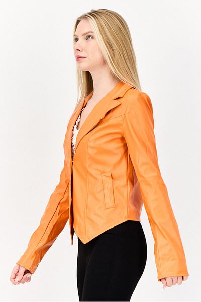 Heartbreak Women Regular Fit Plain Casual Blazer, Orange