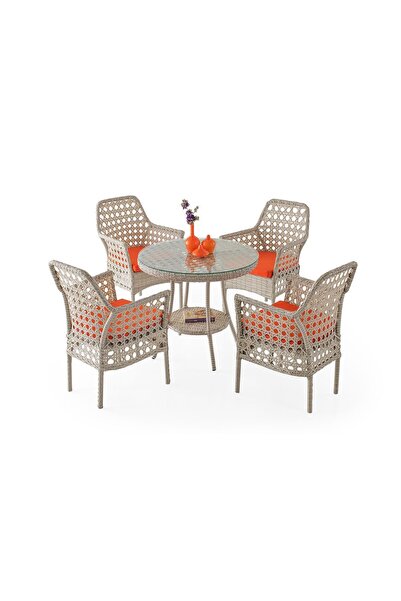 Gardenista Citrus - Rattan Bahçe Balkon Mutfak Masa Takımı - 100cm Masa