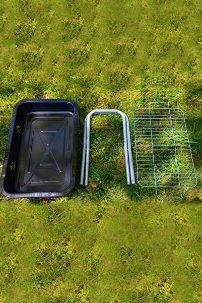 KUSTAR Taşınabilir Ayaklı Katlanır Izgaralı Mangal 40*25*7 Hazneli Piknik & Kamp Mangal Seti