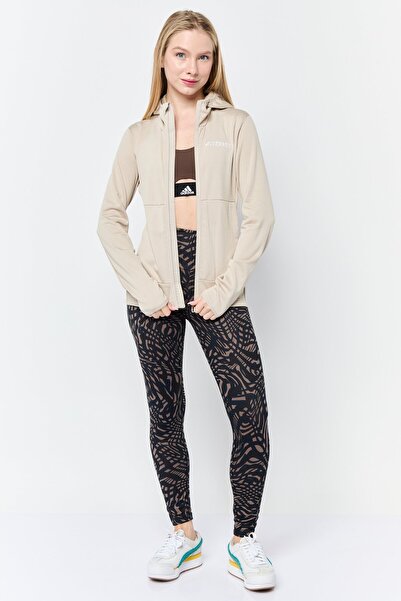 adidas Women Sportswear Fit Long Sleeve Running Track Jacket, Beige