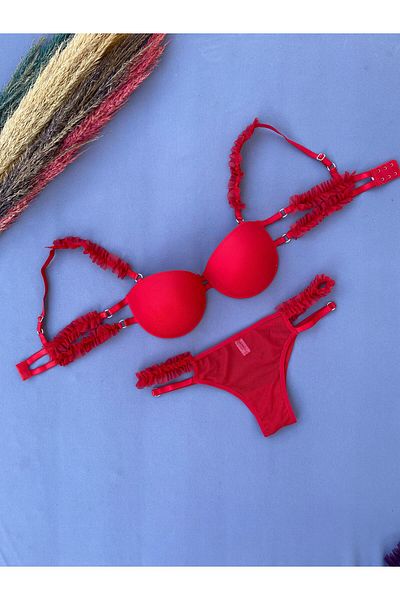 TUEYZEN Padded Princess Model Strapless Bra Panty Set - Women's Lingerie