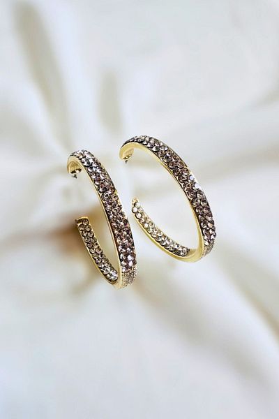 PETEK AKSESUAR 2 ROW FINE Rhinestone EARRING EARRING