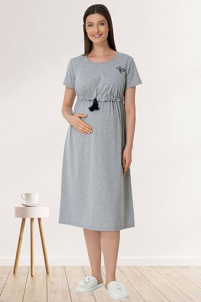 Mecit Pijama Mecit 5427 Γκρι φόρεμα εγκυμοσύνης - Θηλασμός