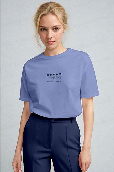 Millionaire Women's Blue Inspire Regular Fit Regular Fit T-Shirt