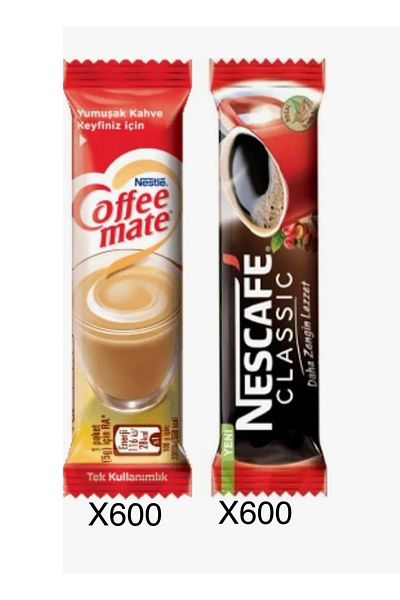 Nescafe 2Gr 600 Pieces & 5Gr 600 Pieces, Coffe Mate and Classic with Instant Coffee