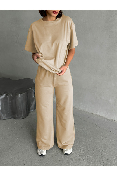 YAKAMEL طقم علوي نسائي مرن من القطن الممشط بخصر عالٍ