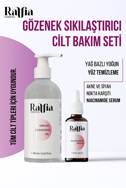 Gözenek Sıkılaştırıcı Cilt Bakım Seti Niasinamid Serum 30 ml + Yağ Bazlı Temizleyici 400ml