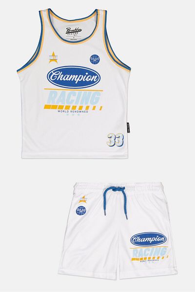 Brooklyn Toddlers Boy 2 Pieces Graphic Jersey And Shorts Set, White
