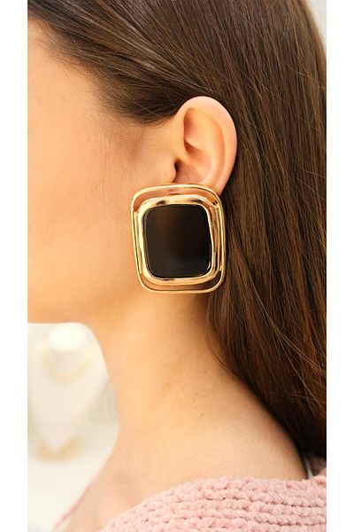 Jerie Gold Plate Rectangle Maxi Earrings