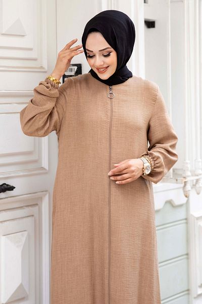 Tesettür Dünyası Φούστα με φούστα και φερμουάρ Hijab Ferace - Mink TSD240517