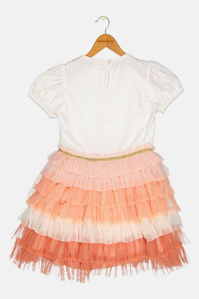 Miss Kids Girl Embellished Layered Party Dress, Multicolor
