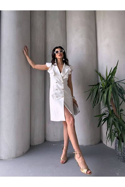 ZF BUTİK Jackenkleid mit Rüschenkragen