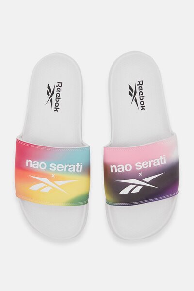 Reebok Nao Serati x Men Slip On Brand Logo Slides, White