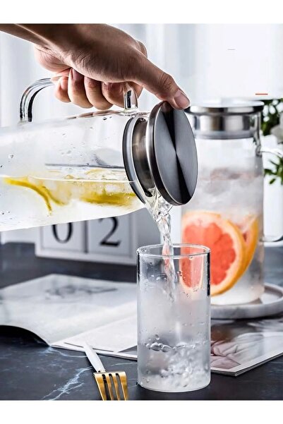 HUBBYCHEF Kapaklı Filtreli Cam Sürahi 1.8lt