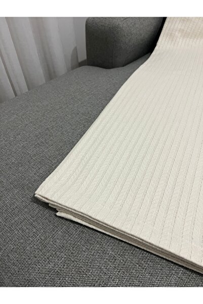 evimrenk Krem Örgü Dokulu Pike Tek Kişilik %100 Doğal Pamuk - 160 X 235