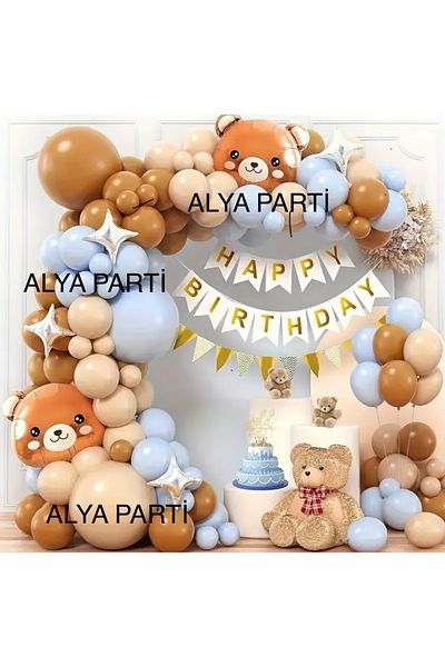 ALYA Σετ γενεθλίων PARTY Teddy Bear Foil Balloon
