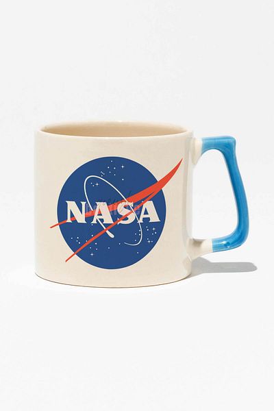 qoeuyl boutique Nasa Printed |   Space Themed |   Modern Ceramic Mug with Blue Handle