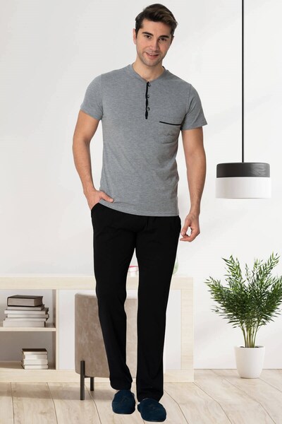 Mecit Pijama Mecit 2769 - Gray Men's Pajama Set with Large Size Shorts