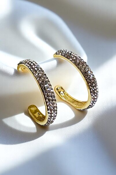 PETEK AKSESUAR 3 صفوف من الأقراط الدائرية ذات الحجر الناعم