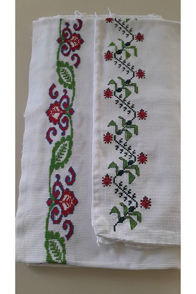 Papatyam Hand Knitting: Skirt 200X100 + Etamine Embroidered Lace / Dowry / Hand Embroidered Vintage