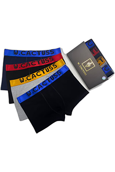 WCactuss W.CACTUSS Erkek Boxer 4'lü Set, Ultra Yumuşak Esnek Pamuklu Kumaş, Ö...