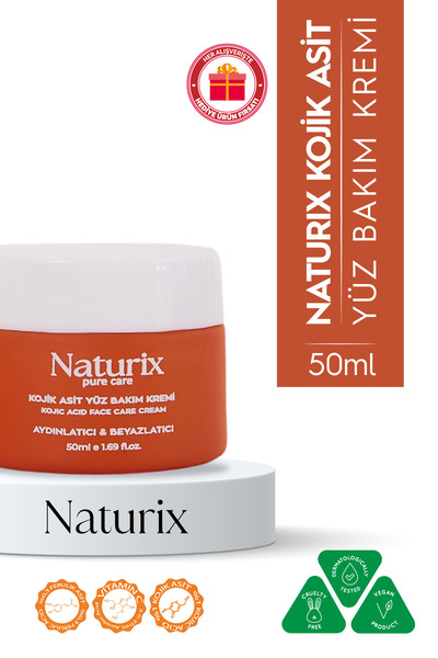 Naturix كريم حمض الكوجيك - مضاد للعيوب، تفتيح، نياسيناميد 50 مل