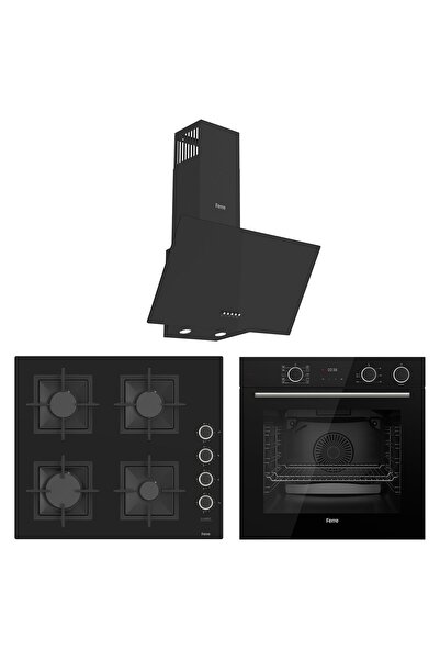 Ferre Fryart&steamart Sc Serisi Kaymaz Döküm Izgara Siyah 3'lü Ankastre Set ( Xe64cs-sc205-d086 )