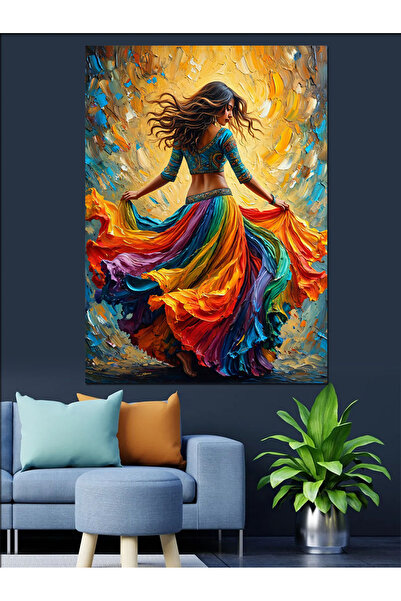 ekart Renkli Eteklerle Özgür Kadın Dekoratif Kanvas - Mdf Ahşap Tablo