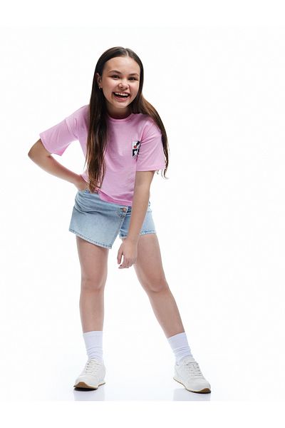 Koton Double Breasted Denim Short Skirt with Cotton Button Detail