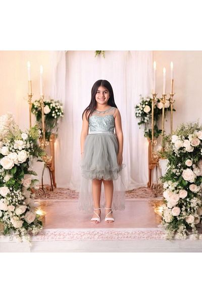 Ahsenimbebe Çi̇Flower Fi̇Stolu Tail Evening Dress 5-10 Years