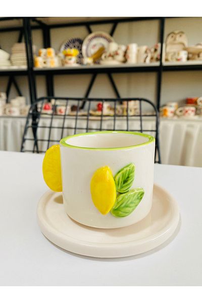 Banuart Lemon Handmade Gift Ceramic Coffee Cup
