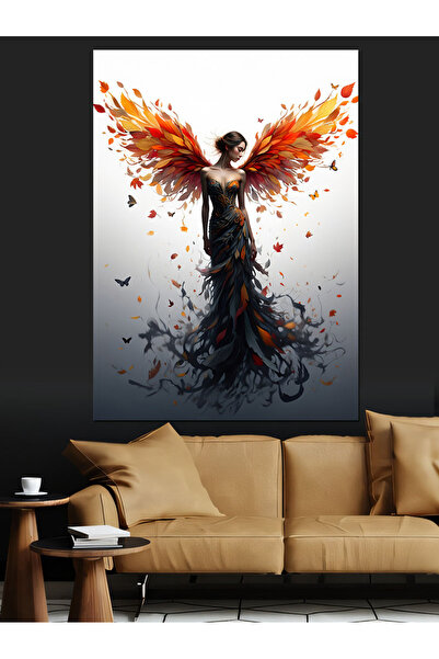 ekart Yapraklardan Doğan Alev Kadın Dekoratif Kanvas - Mdf Ahşap Tablo