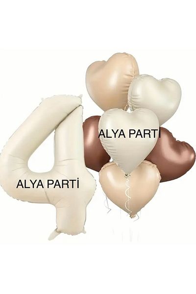 ALYA Σετ γενεθλίων PARTY Number Foil με μπαλόνια και ρετρό χρώματα Heart Foil μπαλόνια