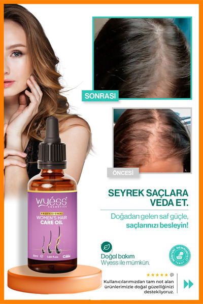 Wyess Kadın Saç Bakım Yağı - Dökülme Karşıtı, Saç Çıkarıcı & Besleyici Etki, E & A Vitaminli 50 ml